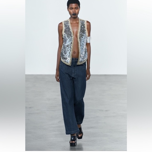NWT ZARA SEQUIN VEST ZW COLLECTION - Picture 5 of 16